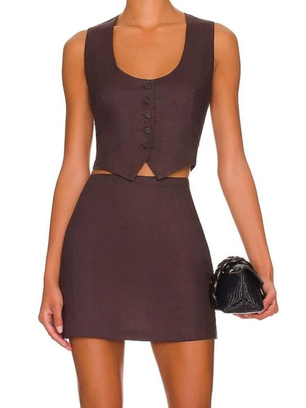 L'Academie Chocolate Brown Comilly Mini Skirt in Carob
